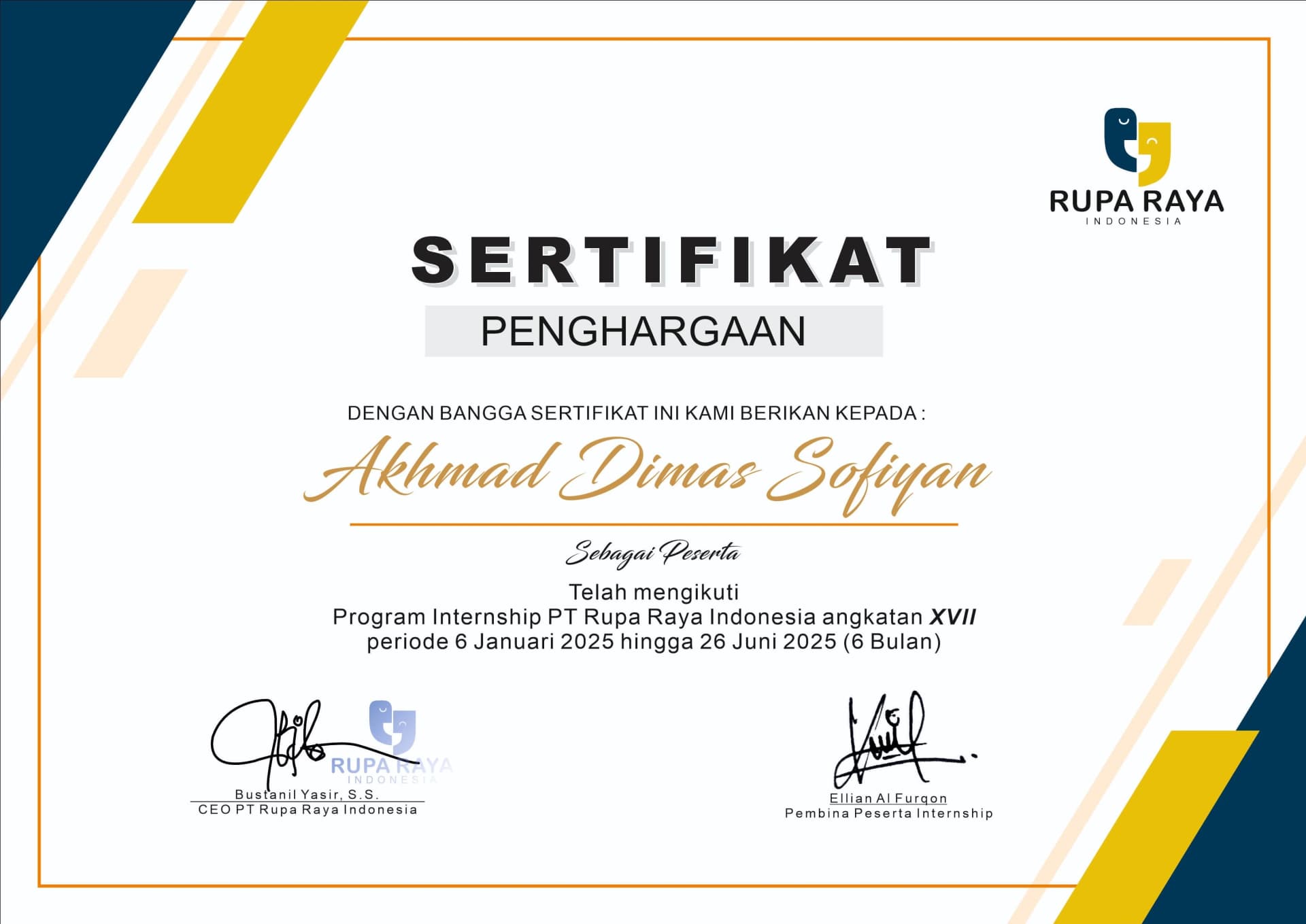 Sertifikat Penghargaan